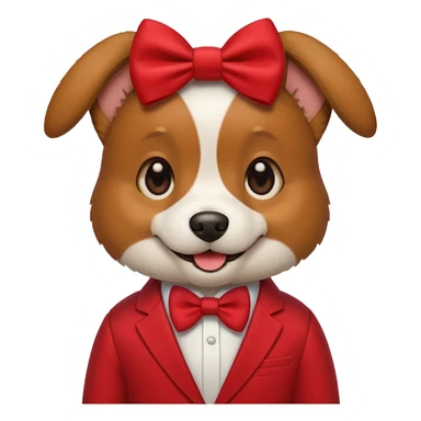 dog with bow in red suit. sticker