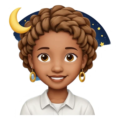 a brown skin ten year old girl with short twists  and moon earrings sticker