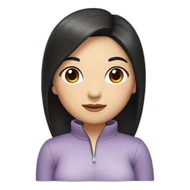 Asian woman with black hair and with whole body sticker