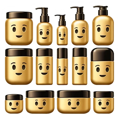 emoji of luxury brand labeled beauty products sticker