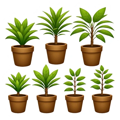 plantas en macetas rectangulares color café sticker