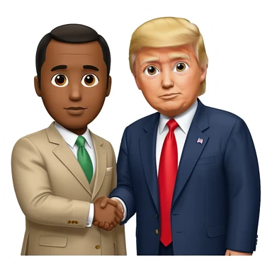 Diddy shaking hands with donald trump sticker