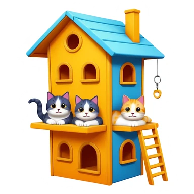 cats relaxing in a vertical playhouse sticker
