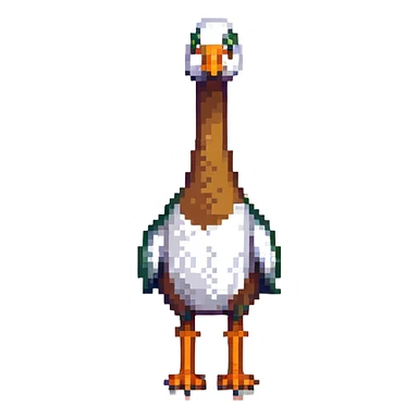 a goose standing on one leg in pixel art style sticker