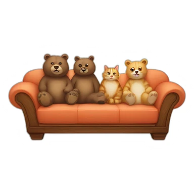 Two-bears-and-three-cats-lying-on-the-sofa sticker