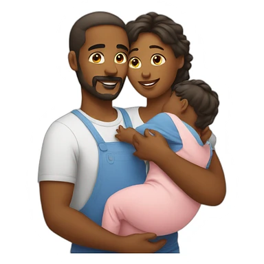 a mom and dad cuddling with a baby sticker