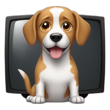 Dog watching TV sticker