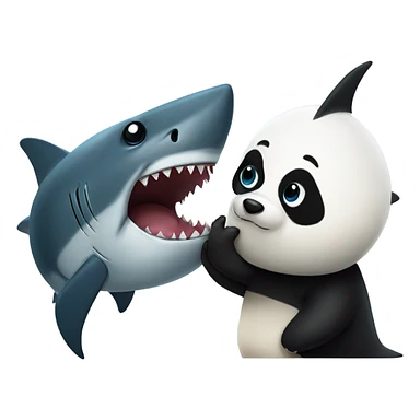 Shark kissing a panda sticker