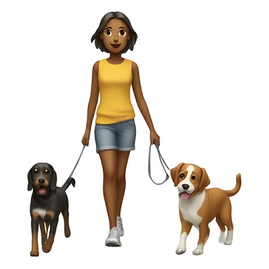 girl walking two dogs sticker