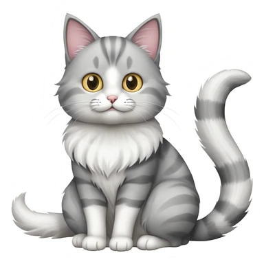 a grey and white cat sitting regally sticker