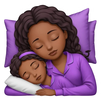 UNE FEMME DE COULEUR DE PEAU NOIRE HABILLE AVEC UN PYJAMA VIOLET ET ELLE DORT LES YEUX FERMES sticker
