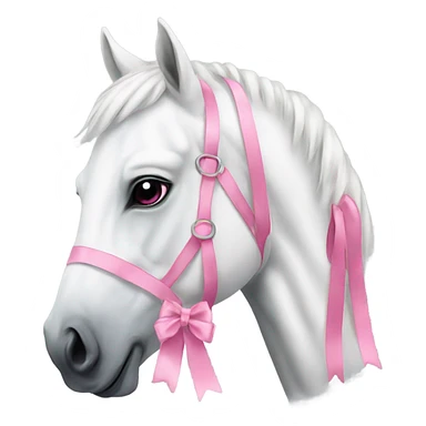 A beautiful white horse with a minimalistic pink bow sticker