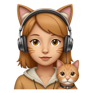 Light brown woman with cat headphones  sticker