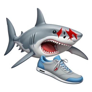 a shark with shoes sticker