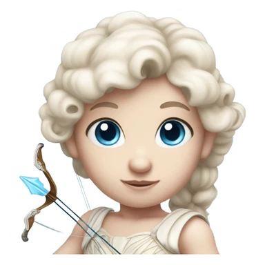 Realistic Pale cute cupid blue eyes holding arrow  sticker