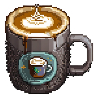 cappuccino in a mug with visible foam sticker