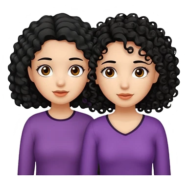 2 girl best friends. One who is black with black hair and dark brown eyes. one who is white with curly dark brown hair and dark brown eyes. sticker