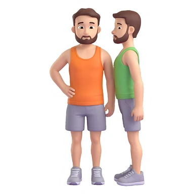 Remove the hair from the 3D base model character, keeping only the head and body with shorts and tank top. Maintain the neutral pose and style, with a transparent background. sticker