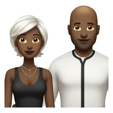 Bald black man next to his black wife full body sticker