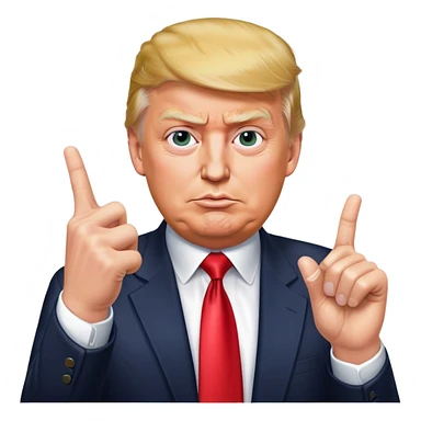 Super realistic Donald Trump pointing index finger up, realistic face sticker