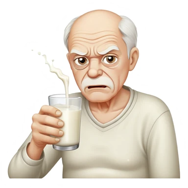 Old angry man drinking milk sticker