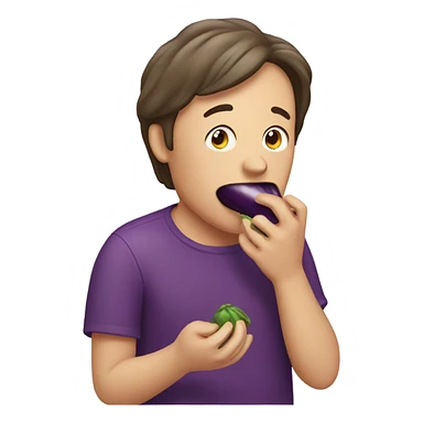 Human eating eggplant  sticker