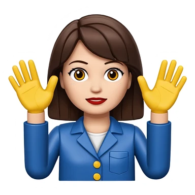 Brunette female with Lego hands facing upwards sticker