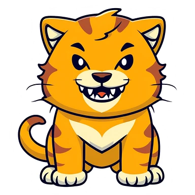 saber-toothed cat with enormous tusks four times longer than its head, extremely exaggerated canine teeth that extend far past its body sticker