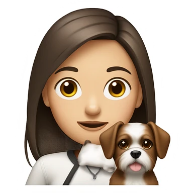 Brunette girl with shitzu dog sticker