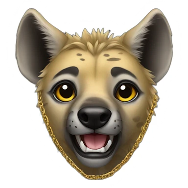 hyena wearing a hoodie and gold chain sticker