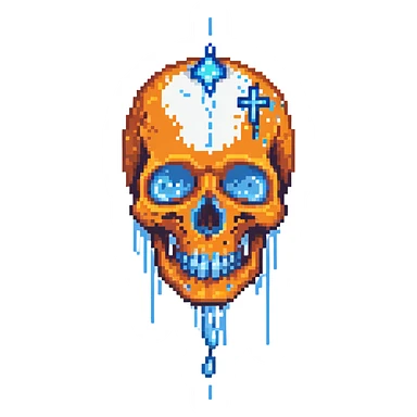 skull with blue tears streaming down sticker