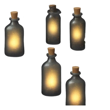 Black magic fairy light sparkling old Antique bottle with poison and with herbal and flowers sticker