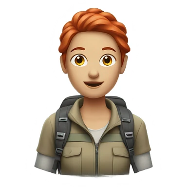 woman hiking with red hair  sticker