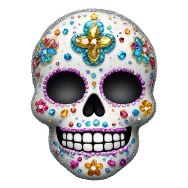 Realistic single isolated decorative sugar skull with sparkling diamonds and rhinestones  sticker