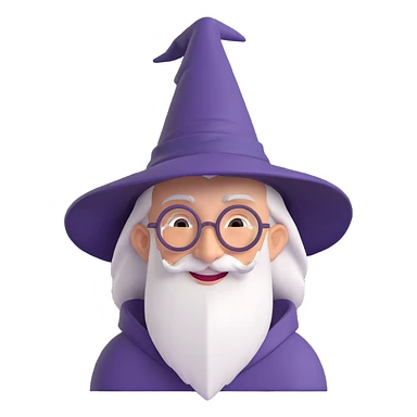 Harry Potter smiling in 3D emoji style, wearing wizard hat sticker