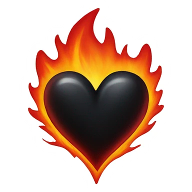 Black heart with red flames around it sticker