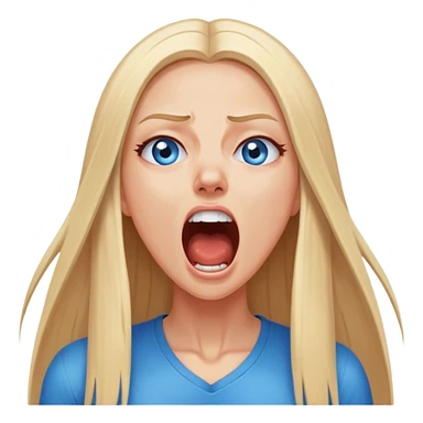 beautiful white girl with long straight blonde hair blue eyes screaming yelling in pain eyes closed sticker