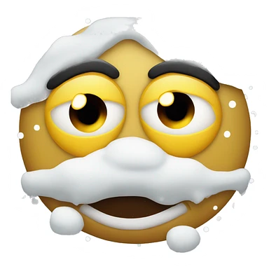 round yellow emoji with widened eyes and white snow on his nose sticker