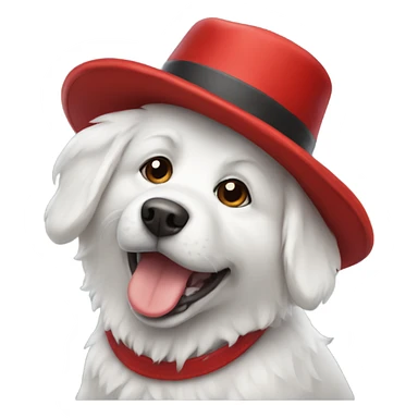 White pídele Dog with red hat  sticker