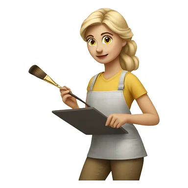 Blonde artist painting sticker