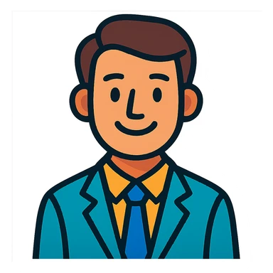 polite person, gentle smile, friendly eyes, neat appearance, vibrant toon style sticker