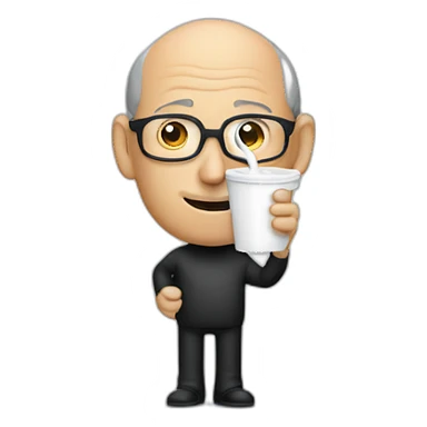 Steve jobs with milk cup sticker