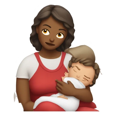 Tired mom with devil baby sticker