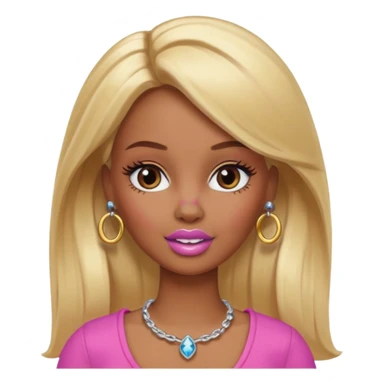 Brown skin blonde hair barbie with a nose ring sticker