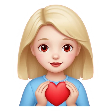 a little girl holding a heart, a cute and cheerful face sticker