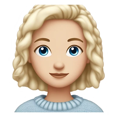 Pretty blue eyed white girl with light pink sweater reading cozy sticker