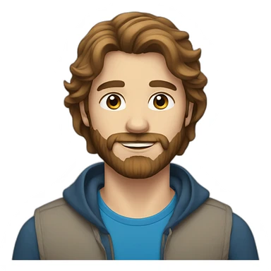 man long brown hair, beard and blue eyes sticker