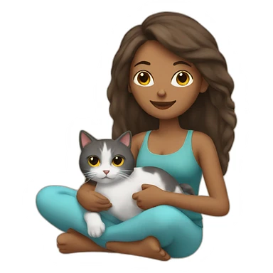 Woman with cat relaxing sticker
