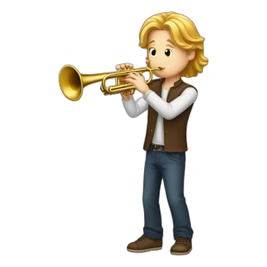 White boy with long hair playing trumpet sticker