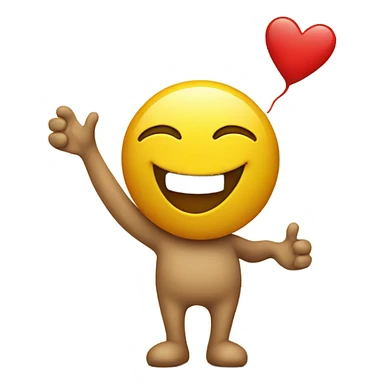 A happy smiley holding a big heart sticker